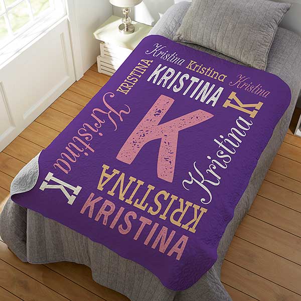 Repeating Name Personalized 50x60 Quilted Blanket