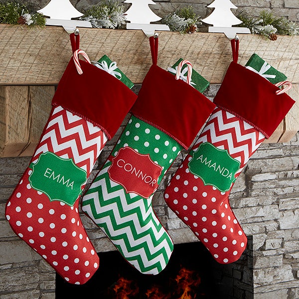 Personalized Chevron Christmas Stocking - Preppy Chic