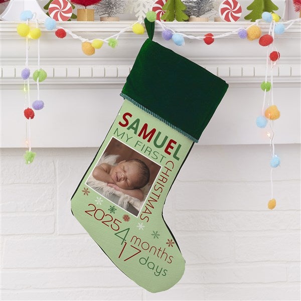 Baby’s First Christmas Stocking Photo Personalized  - 17461