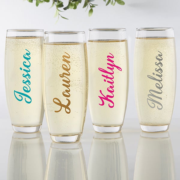 Personalized Stemless Champagne Flute Custom Champagne Glasses