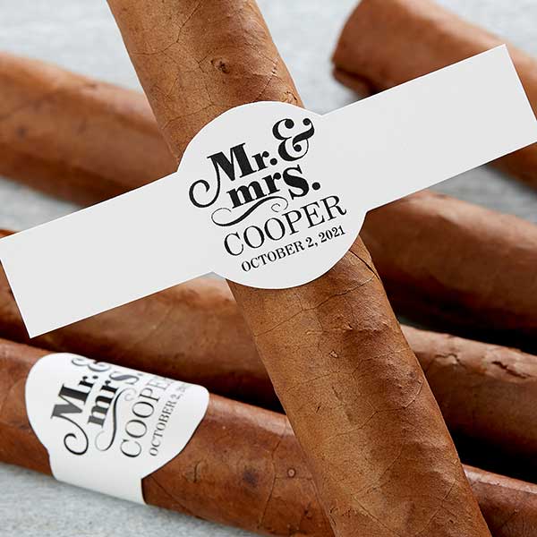 Personalized Wedding Cigar Labels - The Happy Couple