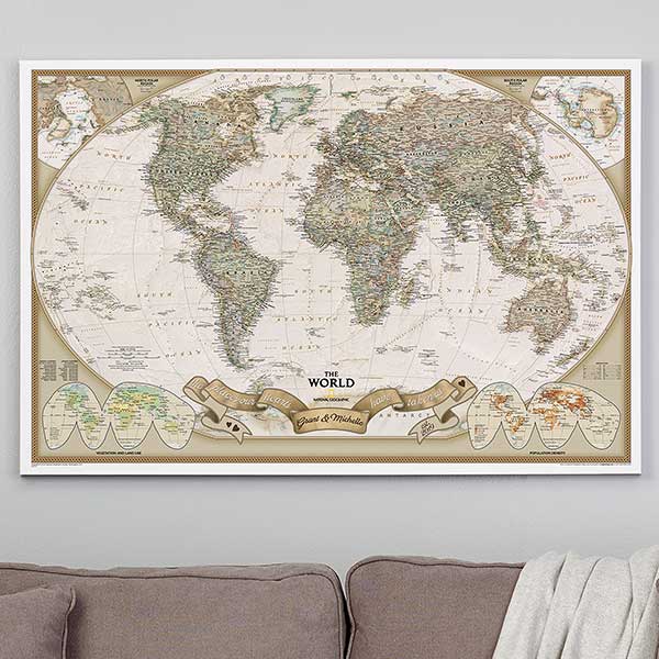 World Travel Map Personalized Personalized World Travel Map With 100 Pins   For The Home