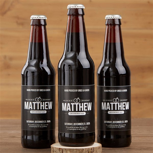 Personalized Groomsman Beer Bottle Labels & Bottle Carrier - Will You Be My Groomsman? - 17669