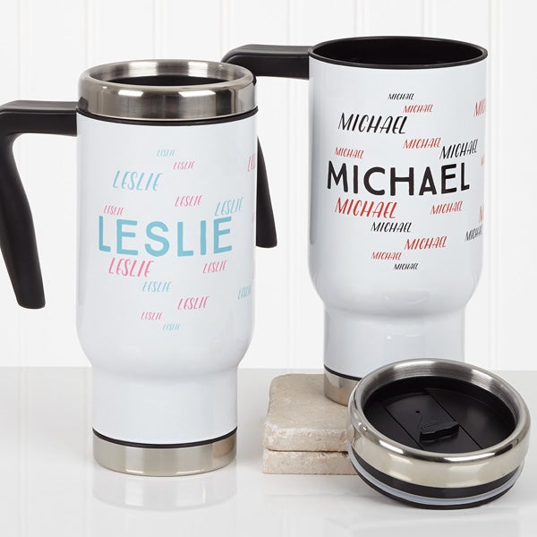 Repeating Name Personalized 14 oz. Commuter Travel Mug