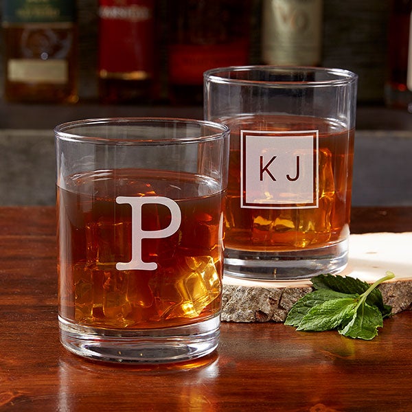 Personalized Monogram Old Fashioned Glass - For Him