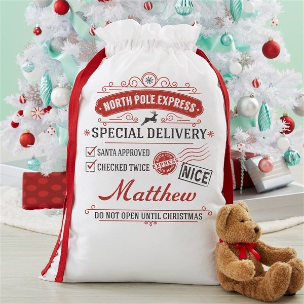 Personalized santa bags large sale