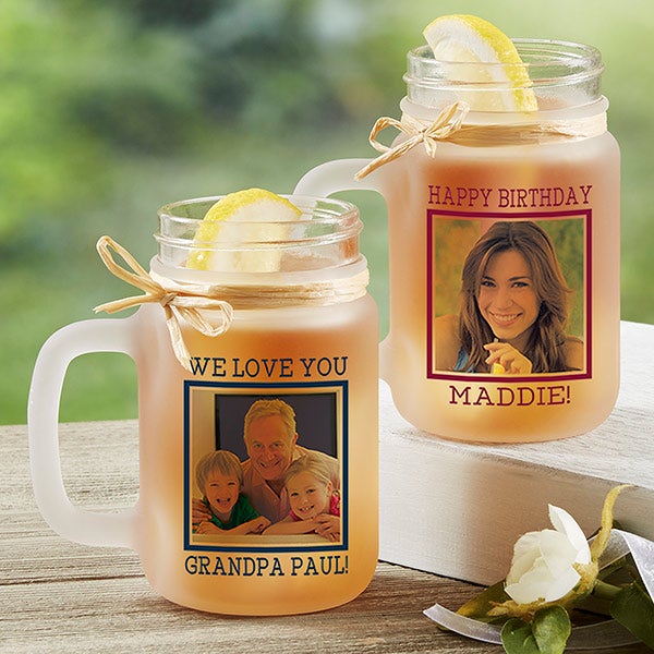 Personalized Photo Frosted Mason Jar - Photo Message - 17939