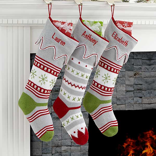 17973 - Trendy Holiday Embroidered Knit Stockings