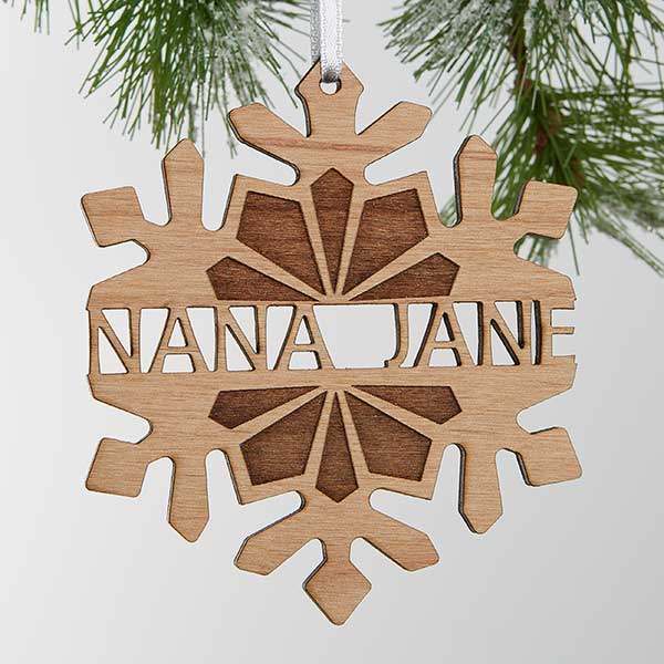 Personalized Wooden Snowflake Christmas Ornament - 18059