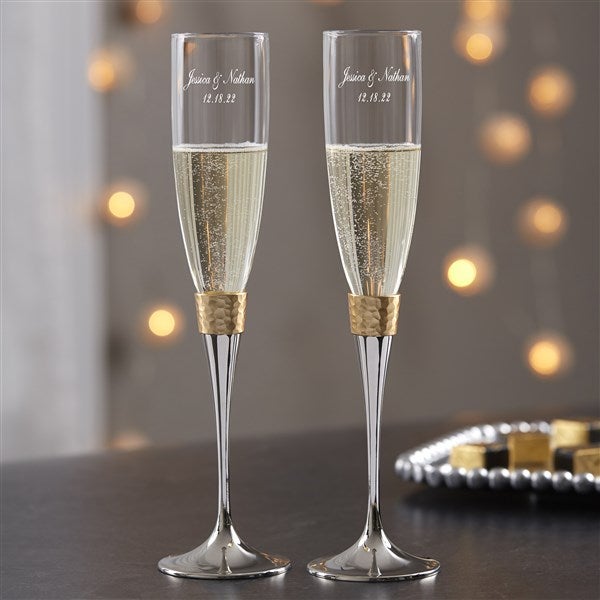 engraved champagne glasses wedding