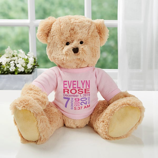 personalised teddy bears with birth details