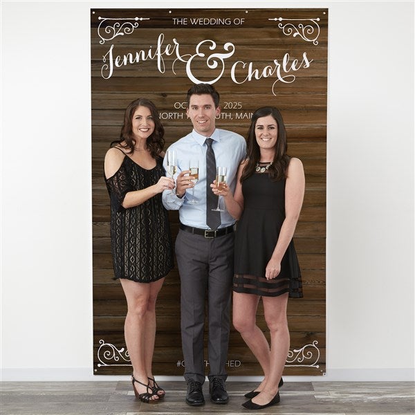 Personalized Wedding Photo Backdrops - Rustic Wedding - 18337