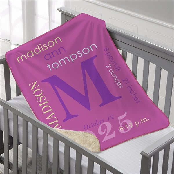 Personalized Sherpa Baby Girl Blankets - 18396