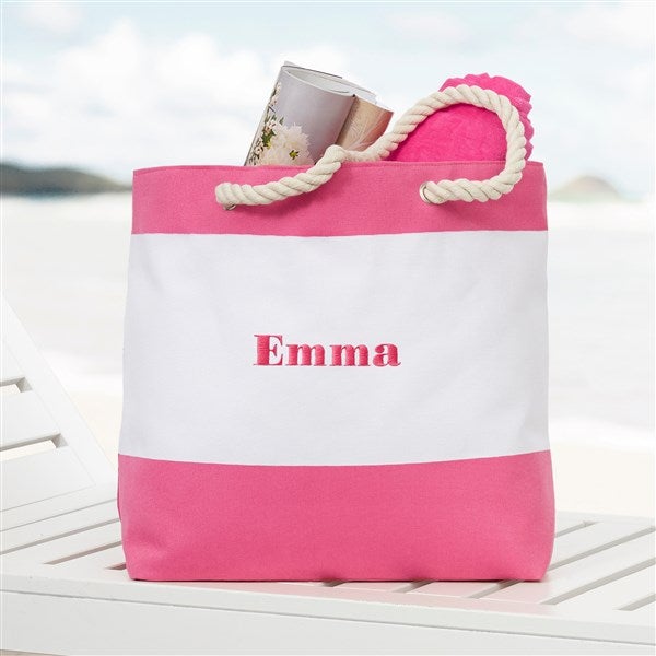 Personalized Initial Canvas Beach Bag,Monogrammed Gift Tote Bag