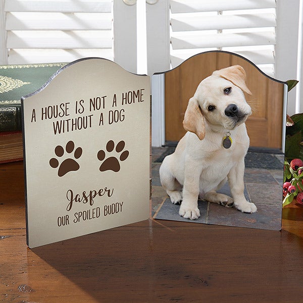 Personalized Dog Photo Plaque - Paw Prints