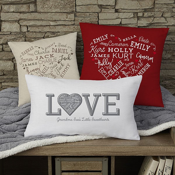 heart pillow with names