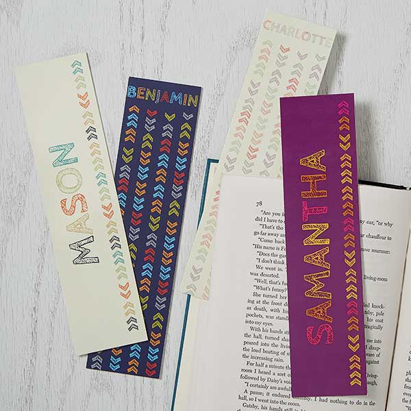 Stencil Name Personalized Paper Bookmarks Set of 4
