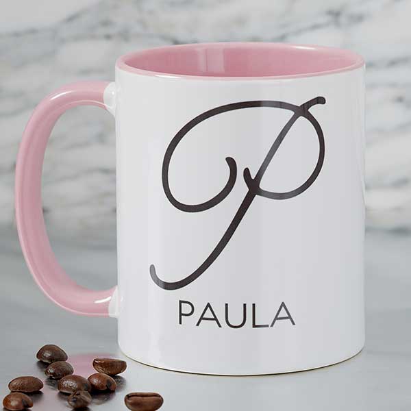 Name And Initial Personalized Coffee Mug 11oz Pink 5449