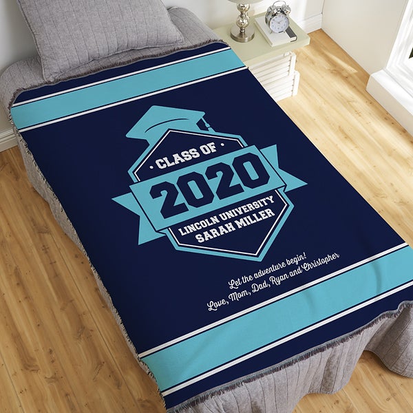 Class Of Personalized Graduation 50x60 Woven Throw Blanket Graduation