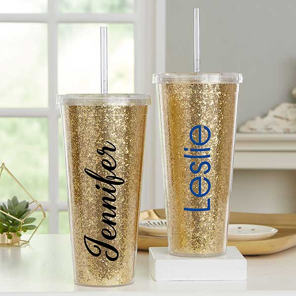 Personalised Glitter Cup, Glitter Cup With Straw, Glitter Tumbler