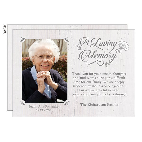 Personalized Photo Bereavement Cards - In Loving Memory - 18933