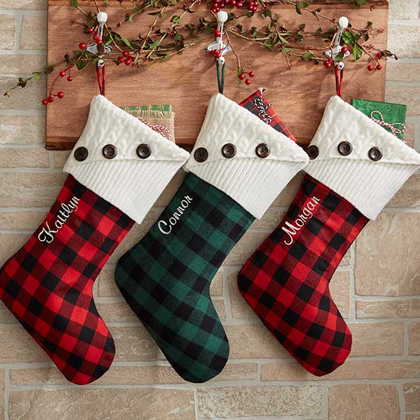 Personalized Buffalo Check Christmas Stockings