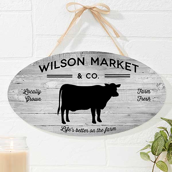 Farmhouse Kitchen Personalized Oval Wood Sign - 19110
