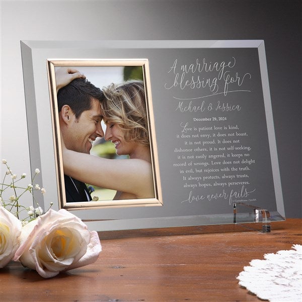 Personalized Glass Picture Frame - Wedding Blessing - 19142