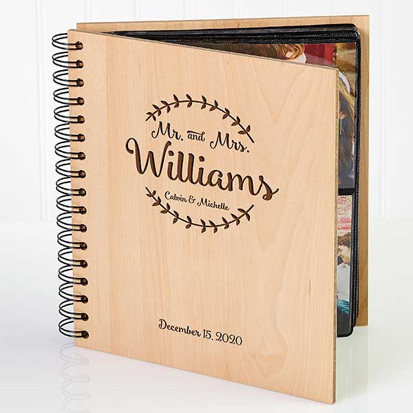 Engraved Wood Personalized Wedding Photo Album