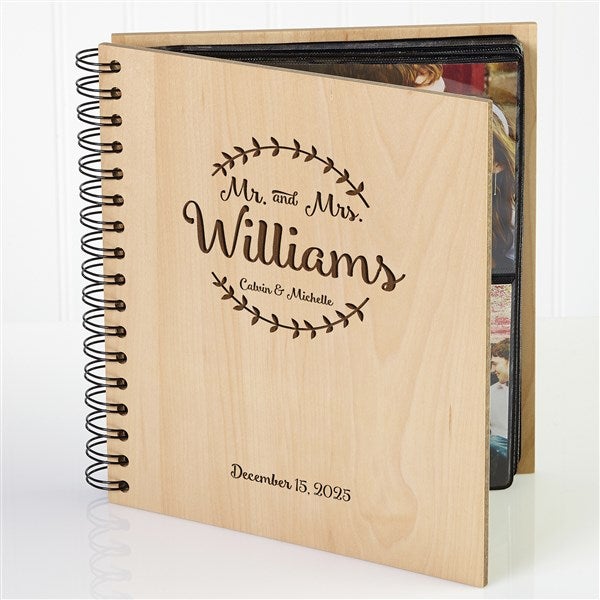 Engraved Wood Personalized Wedding Photo Album - 19147