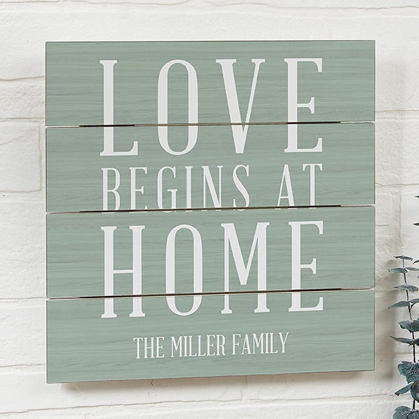 Personalized Wood Plank Signs - Love Begins At Home - 19166