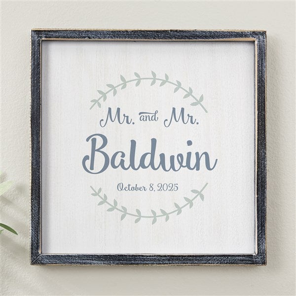 Whitewashed Framed Personalized Wedding Wall Art - 19250