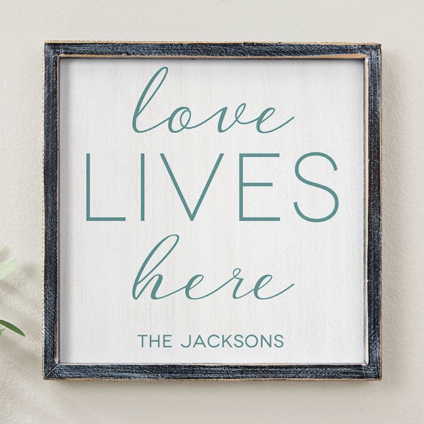 Custom Barnwood Wall Art - Love Lives Here - 19276