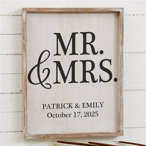 Personalized Wedding Framed Wall Art - Mr & Mrs Barnwood Frame - 19277