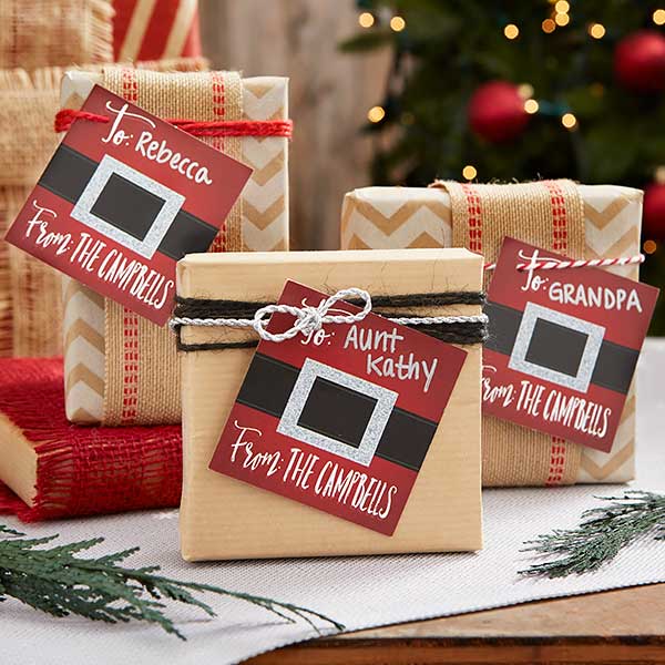 Personalized Holiday Gift Tags - Santa Belt - 19335