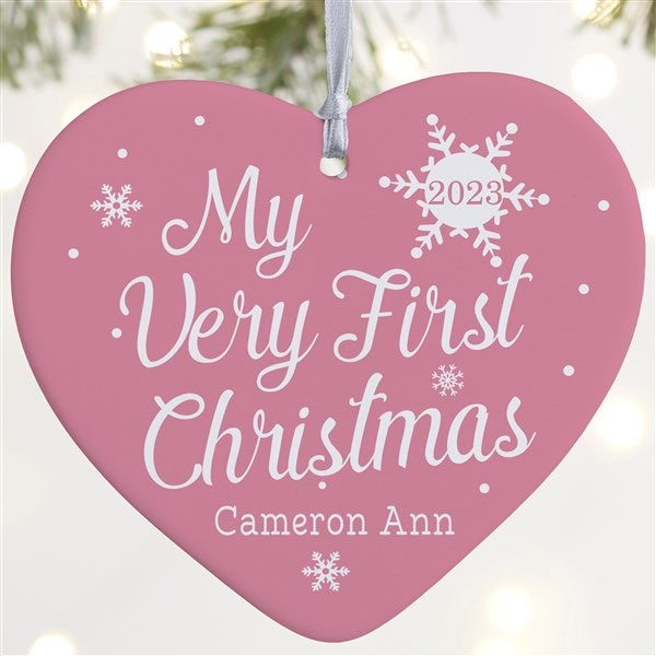 First Christmas Personalized Large Heart Baby Ornament