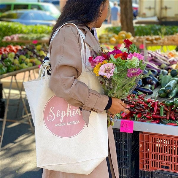 Name Meaning Personalized Canvas Tote Bag Large 