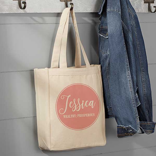 Name Meaning Personalized Canvas Tote Bag - Small