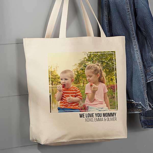 Personalized Photo Canvas Tote Bag - Large
