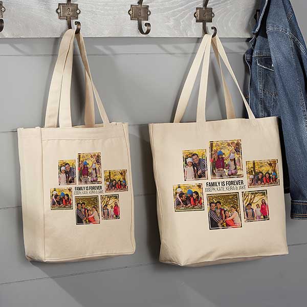 Personalized 6 Photo Collage Canvas Tote Bag - Small