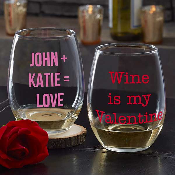 Personalized Valentine's Day Wine Glasses - 19784