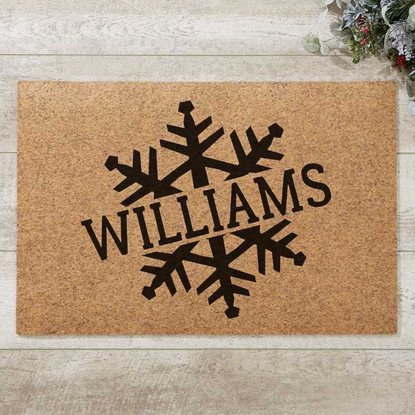Personalized Snowflake Holiday Coir Doormat - 19820