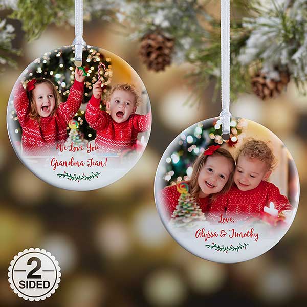 Holly Branch Small 2 Sided Grandparents Photo Ornament - Christmas ...