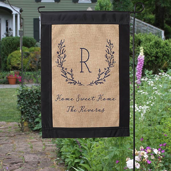 Farmhouse Floral Personalized Burlap Garden Flag