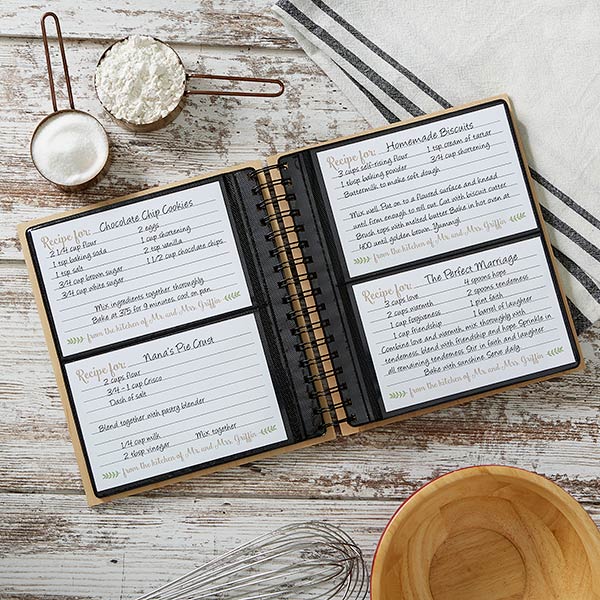 Mr & Mrs Engraved Wood Recipe Book