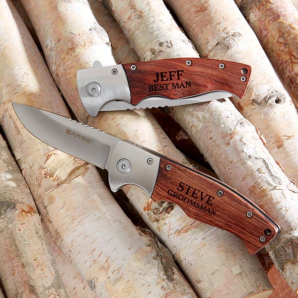 Groomsman Personalized Wooden Handle Folding Knife - 20173