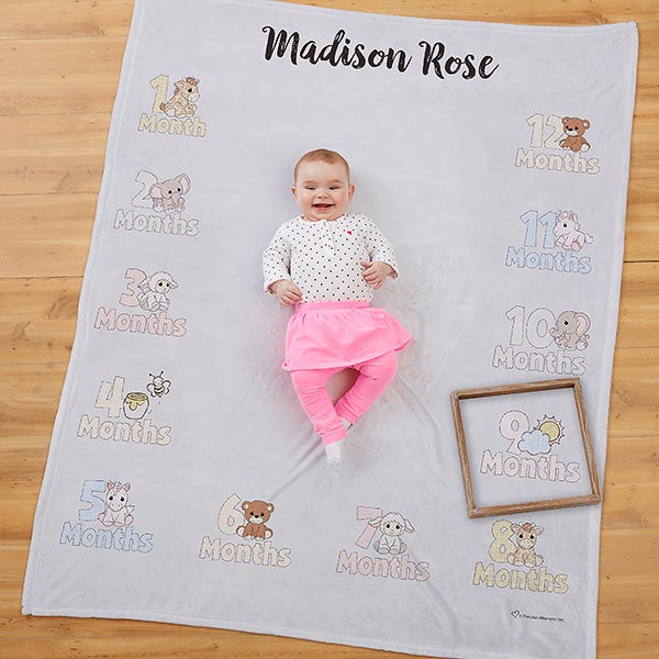 Precious Moments Personalized Baby Monthly Milestone Blanket - 20185