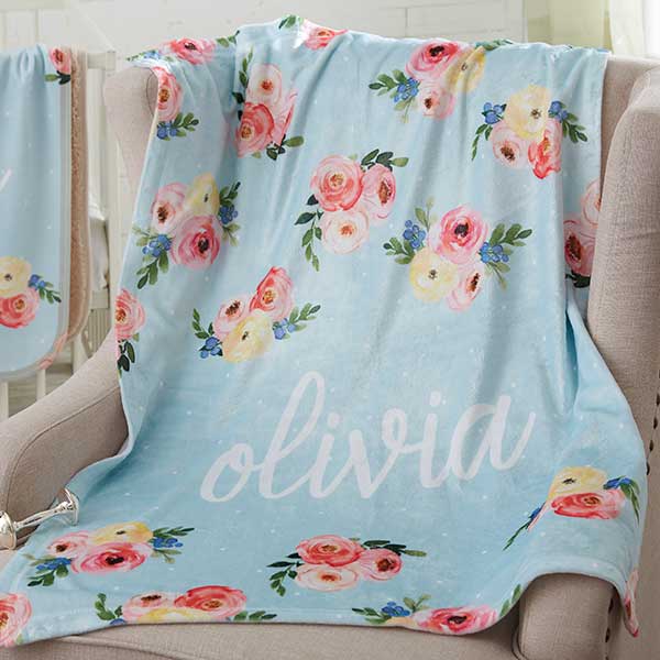 Personalized Floral Baby Blankets