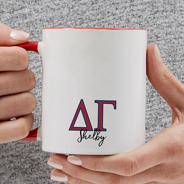 Delta Gamma Personalized Greek Letter Coffee Mug Red Sorority Gifts