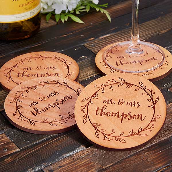 Personalized Wood Coasters Wedding Favors